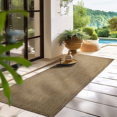 HomebyHome Indoor & Outdoor Weather-Resistant Rug, 80 x 150 cm, Brown Runner
