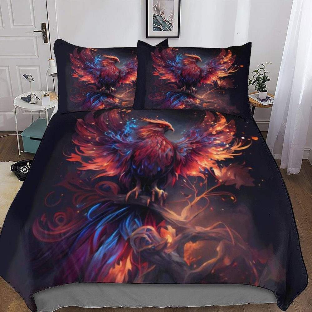 PAZZK Phnix 3D 2-Piece Duvet Cover Set, Ultra-Soft Breathable Hypoallergenic Bedding, Double 200 x 200 cm