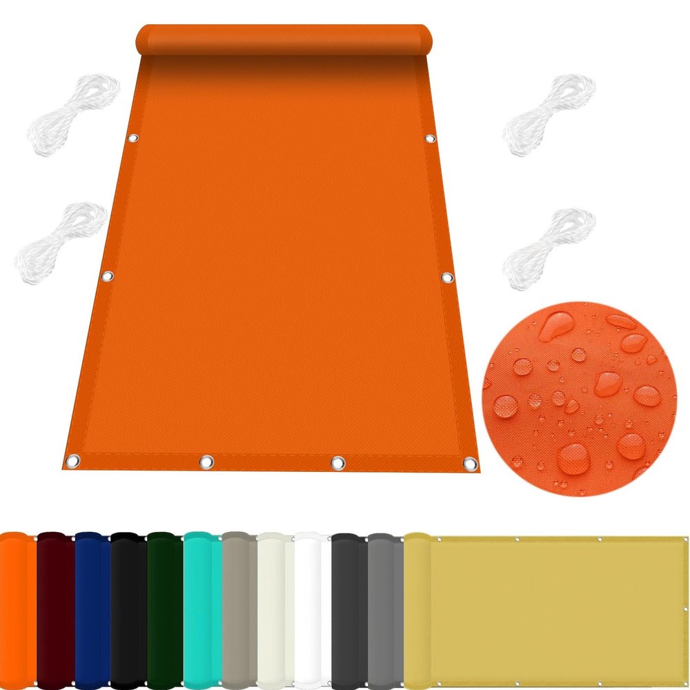 Waterproof Sun Shade Sail 4 x 5.5 m, 98% UV Protection, Orange