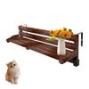 Narrow Foldable Outdoor Side Table, Balcony Flower Rack with Hanging Railing Mount, Brown, Size 120 view 1
