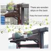 Narrow Foldable Outdoor Side Table, Balcony Flower Rack with Hanging Railing Mount, Brown, Size 120 view 2