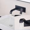 ZYCDP Wall-Mount Bathroom Sink Faucet, Waterfall Spout, Single-Handle, Brass, Black view 2