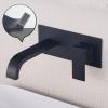ZYCDP Wall-Mount Bathroom Sink Faucet, Waterfall Spout, Single-Handle, Brass, Black view 3