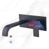 ZYCDP Wall-Mount Bathroom Sink Faucet, Waterfall Spout, Single-Handle, Brass, Black view 4