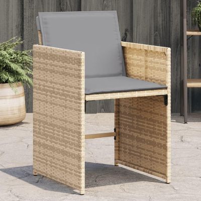 Tidyard Garden Chairs with Cushions, 4 Pieces, Beige Poly Rattan