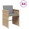Tidyard Garden Chairs with Cushions, 4 Pieces, Beige Poly Rattan view 2