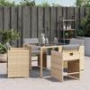 Tidyard Garden Chairs with Cushions, 4 Pieces, Beige Poly Rattan view 3