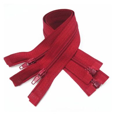 5-Pack Open-End Zippers, 60 cm, Wine Red