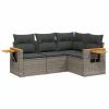 Tidyard 4-Piece Poly Rattan Outdoor Lounge Set with Cushions view 2