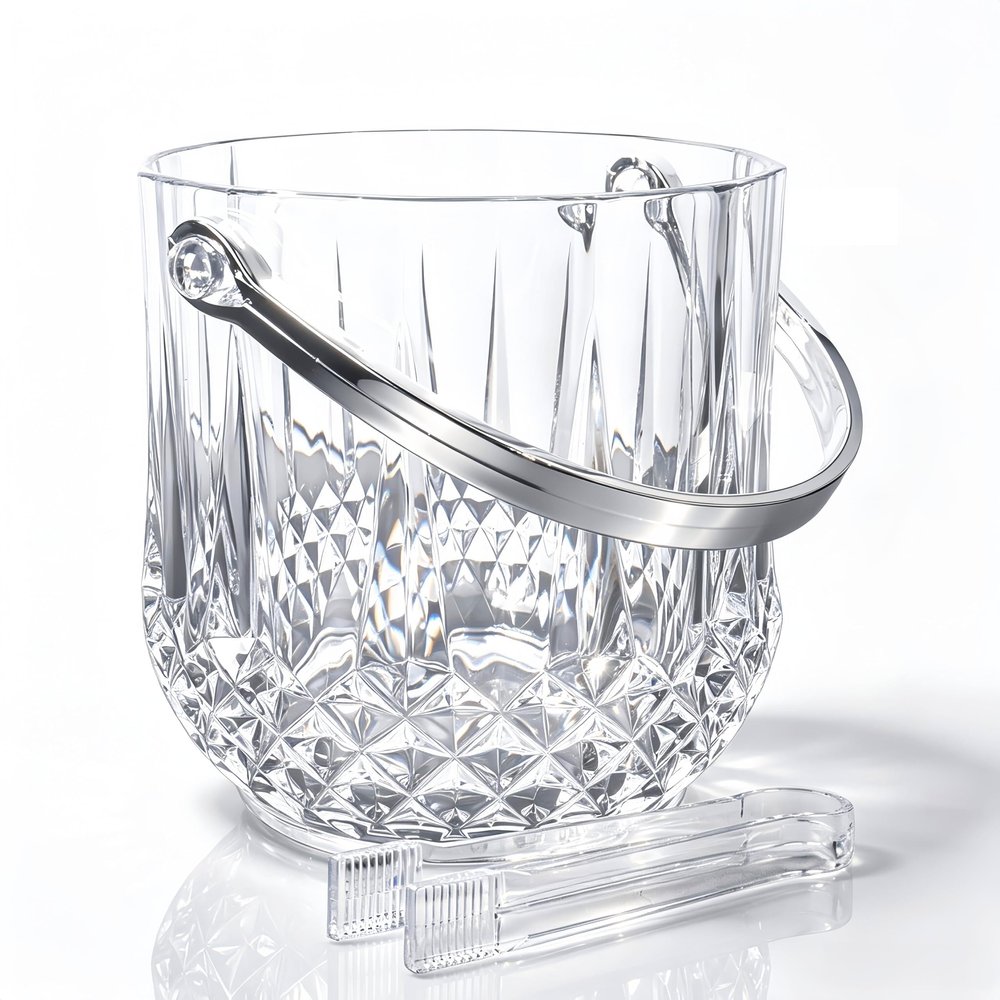 Dmnnlp 1.2 L Acrylic Ice Bucket with Tongs, Clear