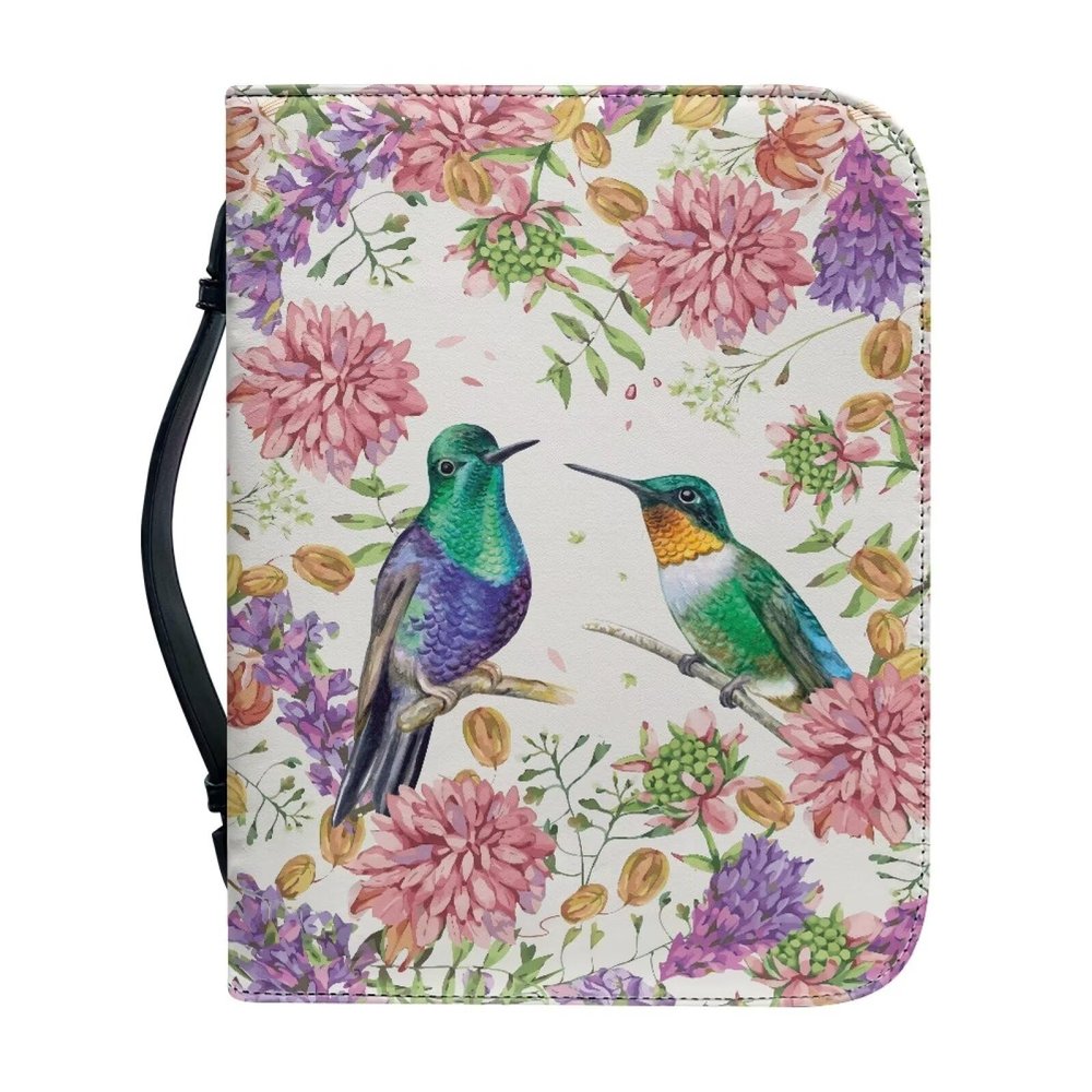 ZIATUBLES Bible Cover with Hummingbird Chrysanthemum Print