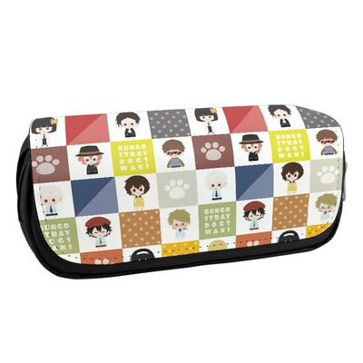 Xinchangda Bungo Stray Dogs Pencil Case with Anime Stickers, Dazai Osamu/Nakahara Chuuya, Large Capacity, Type 9