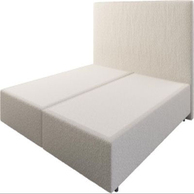 DELIFE Dream-Well Bouclé Cream-White Box Spring Bed Frame 200 x 200 cm