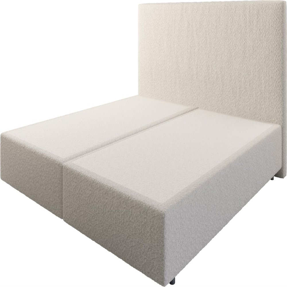 DELIFE Dream-Well Bouclé Cream-White Box Spring Bed Frame 200 x 200 cm