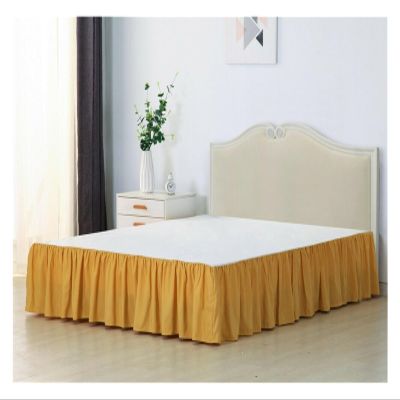 LIZHAYG Solid-Color Bed Skirt, Easy On/Off, 13.8-Inch Drop, King, Gold