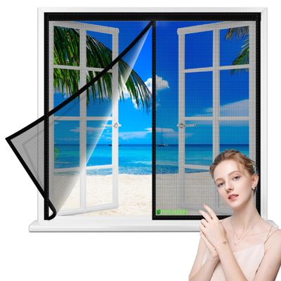 Magnetic Insect Screen for Windows and Doors, 175 x 85 cm, Black