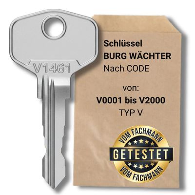 bayesen Replacement Key Compatible with BURG-WÄCHTER – Code V1001–V1500 [V1164]