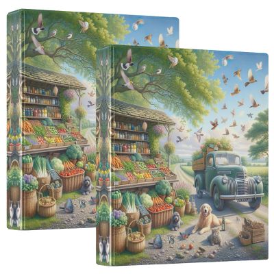 3.8 cm 3-Ring Binder, 2-Pack, Roadside Stand on Country Road Design