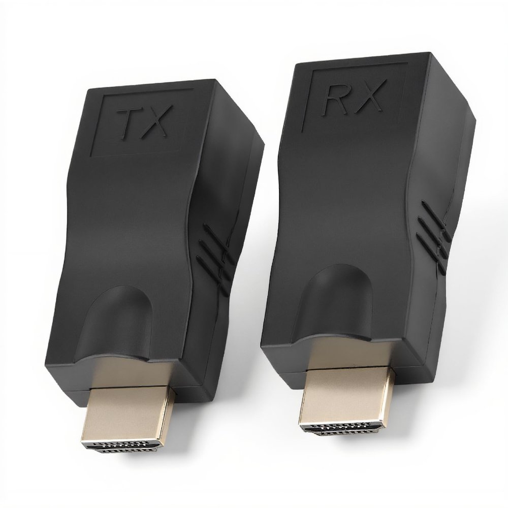 CAT6/CAT5e RJ45 Network Cable Converter Extender, 30 m, 1080p, Plug-and-Play