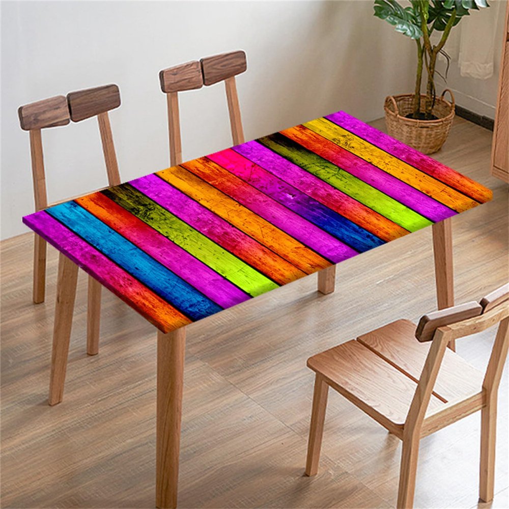 Morbuy 3D Rectangular Stretch Tablecloth with Elastic Edge, 6 ft/183 x 77 cm, Wood 7