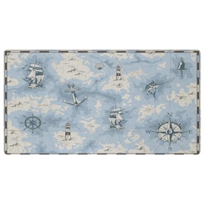 VAPOKF Kitchen Mat, Vintage Nautical Map with Anchor and Lighthouse, Non-Slip, Washable, Absorbent