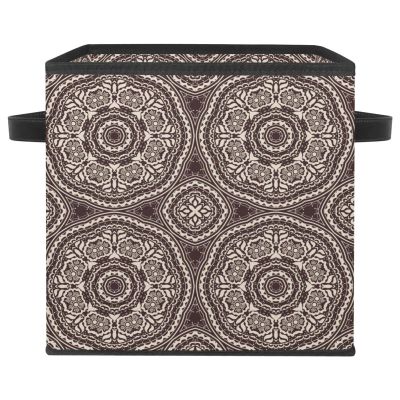 VAPOKF Foldable Storage Cube with Handles, Mandala Brown Psychedelic Henna