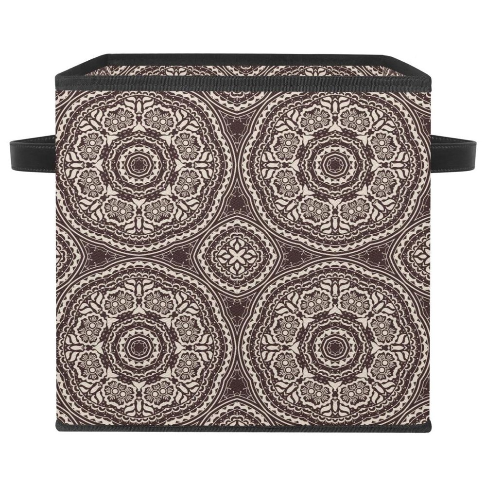 VAPOKF Foldable Storage Cube with Handles, Mandala Brown Psychedelic Henna