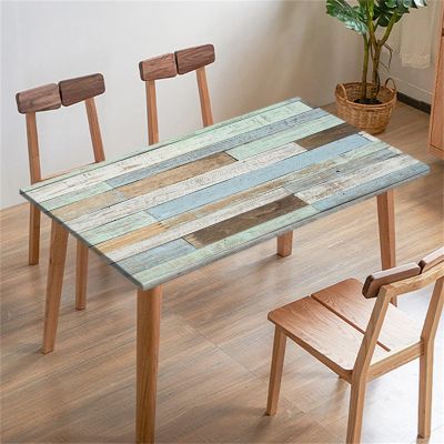 Morbuy 3D Rectangular Stretch Tablecloth with Elastic Edge, 8 ft/244 x 77 cm, Vintage Wood 3