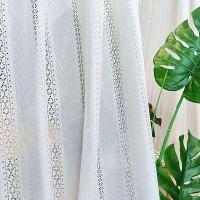 Daesar Sheer Lace Curtains with Hooks, 2-Piece Set, White, 137 x 244 cm