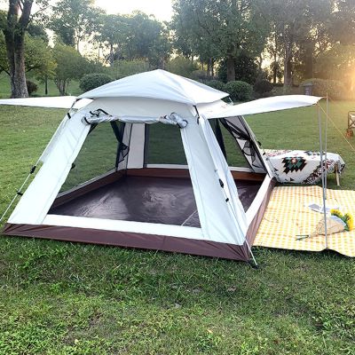 Waterproof 4-Person Tunnel Tent with Double Doors and Four Windows, Opens in Three Seconds