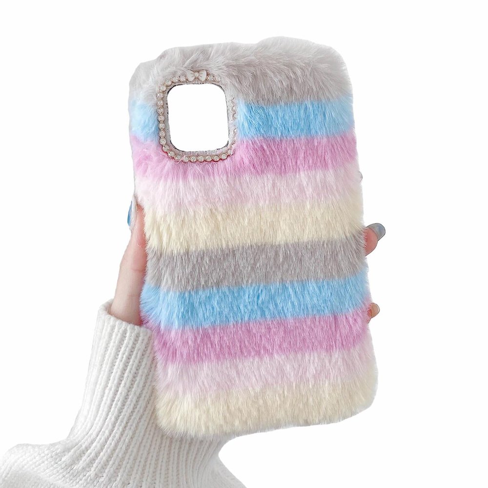 Rnrieyta Colorful Plush Phone Case for OPPO A58 4G