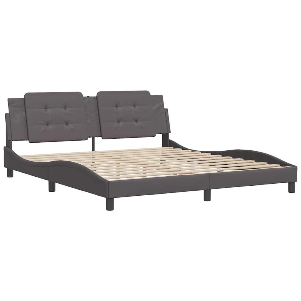 vidaXL Bed Frame Without Mattress Zadar Gray 180 x 200 cm Faux Leather