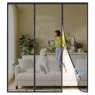 Magnetic Insect Screen Door with Hook-and-Loop Tape, 285 x 245 cm, Black