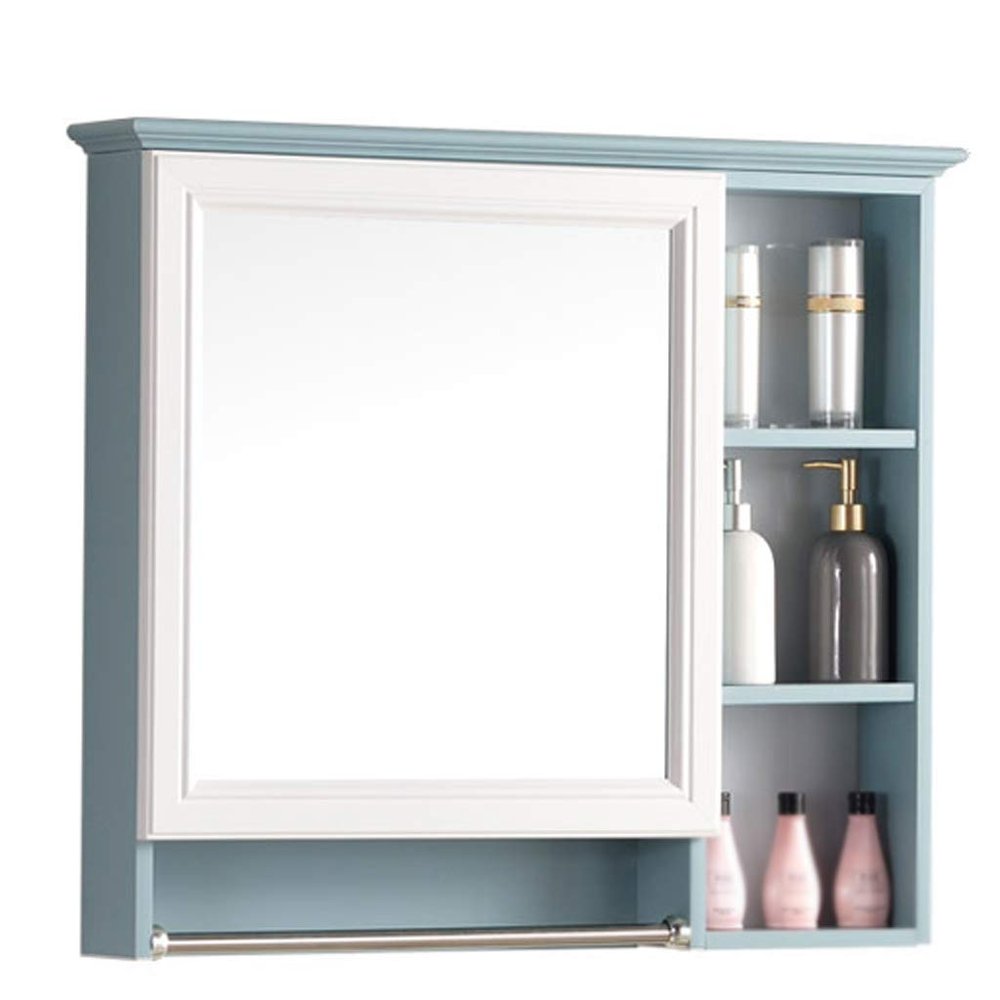 Generic Bathroom Cabinet, Wall-Mounted Storage Cabinet, Medicine Cabinet with HD Silver Mirror and Extended Towel Rack, for Bathroom, Kitchen, or Bedroom (A, 70 cm)