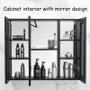 Wall-Mounted Bathroom Medicine Cabinet with 3 Mirrored Doors, Frameless Mirrors, Shelves, Recessed or Surface Mount, 39 in W x 27 in H x 5 in D view 3