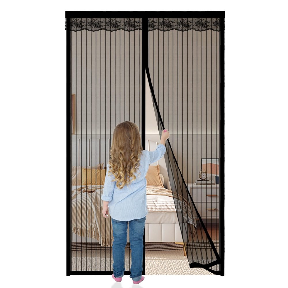 Magnetic Insect Screen Door Curtain, 95 x 225 cm, Black