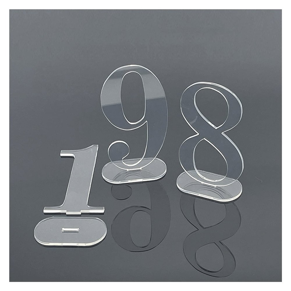 3D ABS Table Numbers, 4.7-Inch Transparent Table Signs with Stand