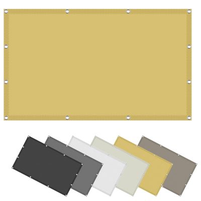 Rectangular Sun Shade Sail 4.7 x 5.5 m, Waterproof, 98% UV Protection, with Ropes, Cream