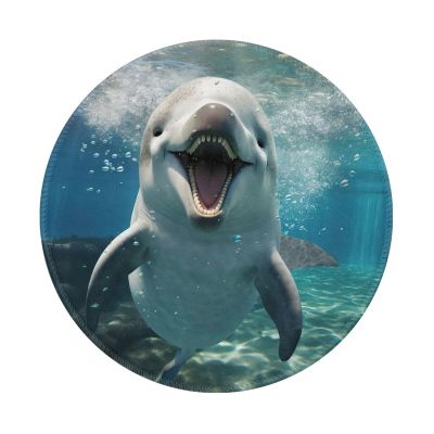 BREAUX Funny Round Rubber Mouse Pad with Dolphin Print, 2-Pack, Black