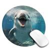 BREAUX Funny Round Rubber Mouse Pad with Dolphin Print, 2-Pack, Black view 2
