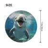 BREAUX Funny Round Rubber Mouse Pad with Dolphin Print, 2-Pack, Black view 3