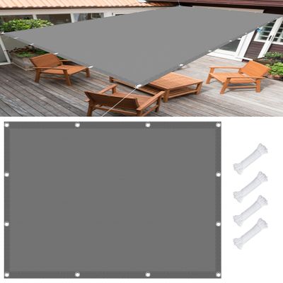 Rectangular Sun Shade Sail 3.2 x 6.5 m, Waterproof, 98% UV Protection, Light Gray