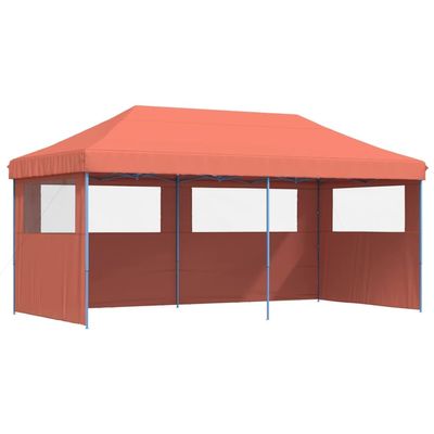vidaXL Pop-Up Folding Party Tent with 3 Side Panels, Terracotta