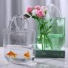 Glass Handbag Vase for Flowers, Style 1, Transparent view 4