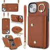KRjcsfhy Wallet Case with Lanyard and Ring for iPhone 15 Plus, Brown view 1