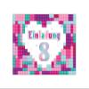6 Invitations for an 8th Birthday Party – Building Blocks, Heart, Purple, Pink, Blue & Turquoise view 3