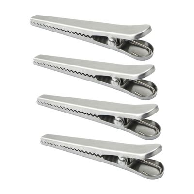 Snack Bag Clips, 4-Pack, Stainless Steel with Tooth-Shaped Head, Silver