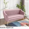 MEBLINI KAIA Mini 3-Seater Sofa for Living Room, Pink Velvet view 2