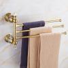 3-Arm Gold 180° Swivel Towel Rack with Crystal Accents view 3