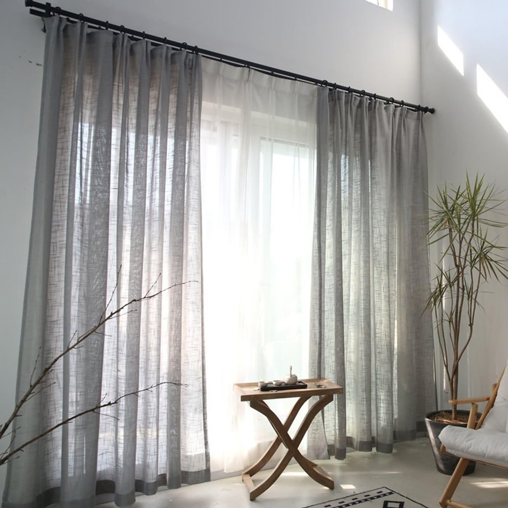 Homxi Sheer Voile Curtains, 2-Pack, Light Gray, 40" W x 84" H Each